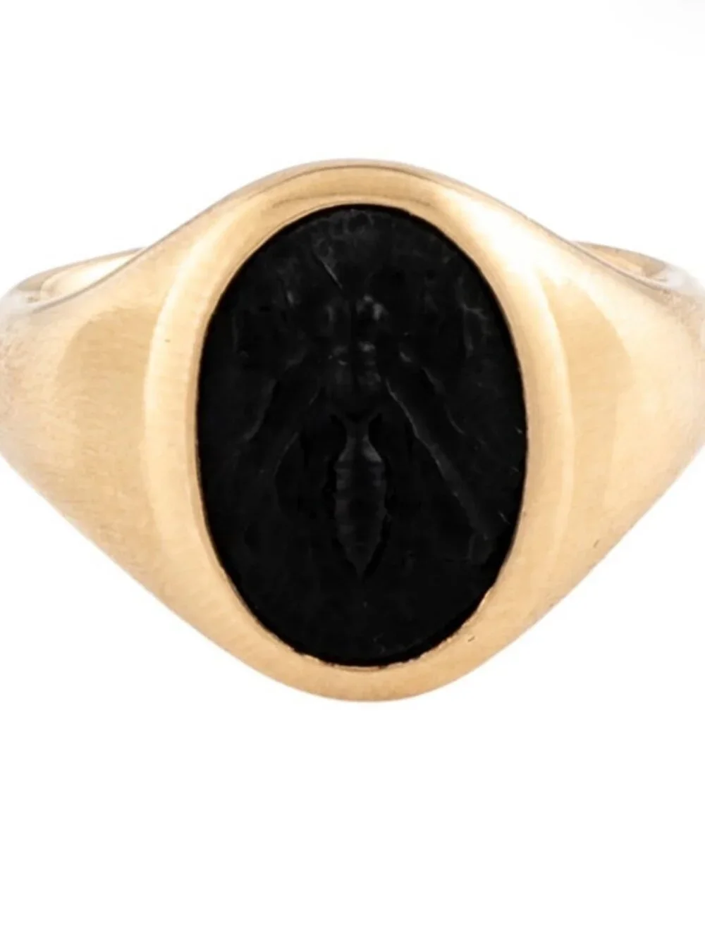 DAVID YURMAN 18K 750 YELLOW GOLD ONYX BEE PINKY RING